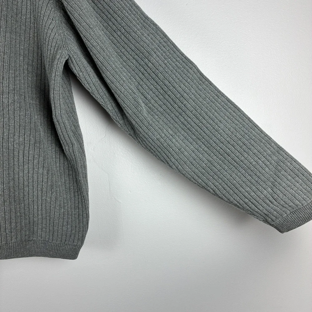 Guy Z Mens Ribbed Cotton Sweater L Gray Thick Cozy Classic‎ Everyday Essential